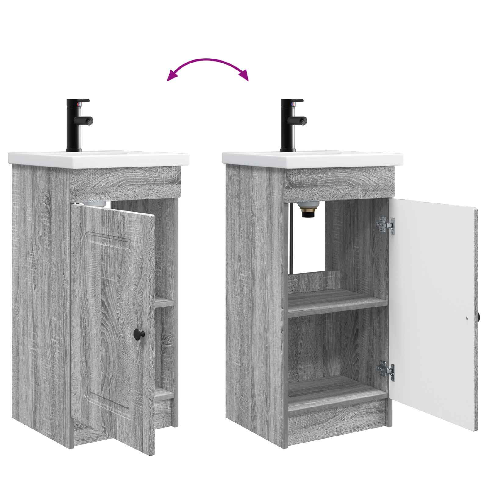Mobile da bagno con lavabo Sonoma grigio 42 x 40 x 84,5 cm | homemem39