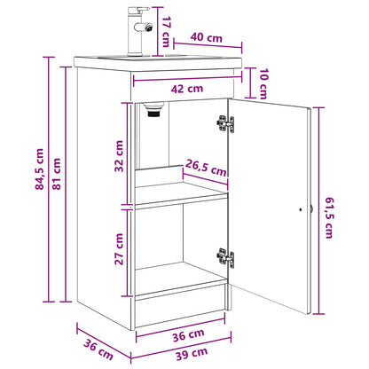 Mobile da bagno con lavabo Legno antico 42 x 40 x 84,5 cm | homemem39