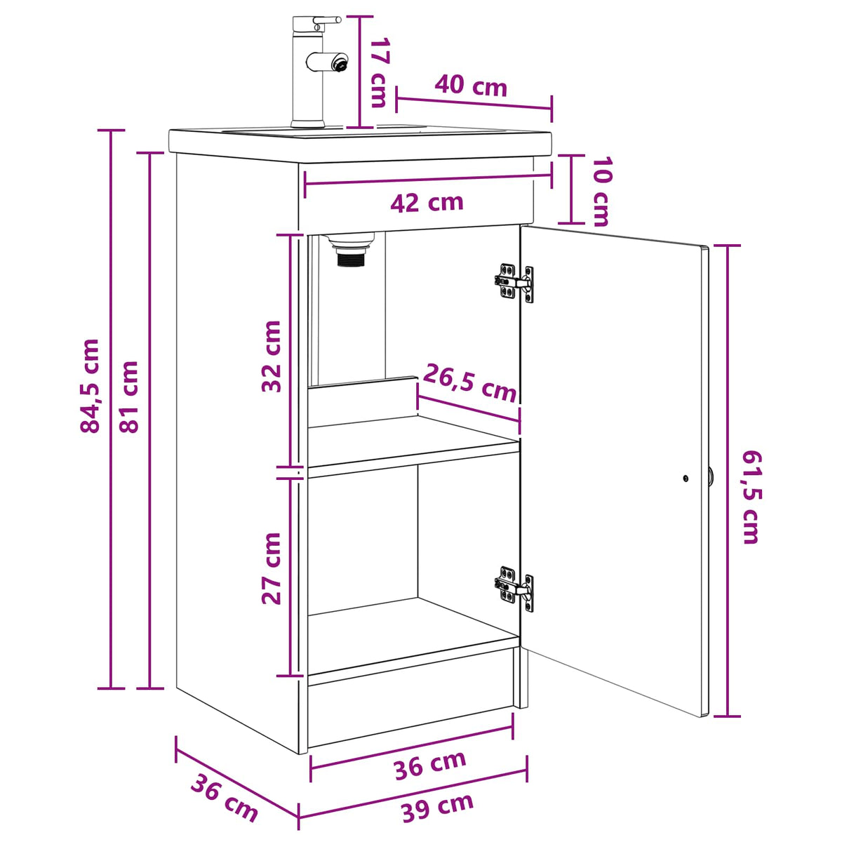 Mobile da bagno con lavabo Rovere Artigianale 42 x 40 x 84,5 cm | homemem39