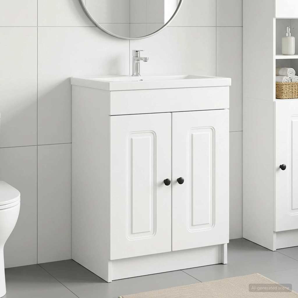 Mobiletto da bagno sotto il lavello Bianco 56 x 37,5 x 81 cm