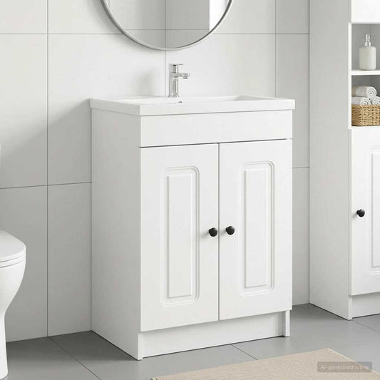 Mobiletto da bagno sotto il lavello Bianco 56 x 37,5 x 81 cm - homemem39