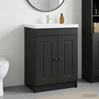 Mobiletto da bagno sotto il lavello Nero 56 x 37,5 x 81 cm | homemem39