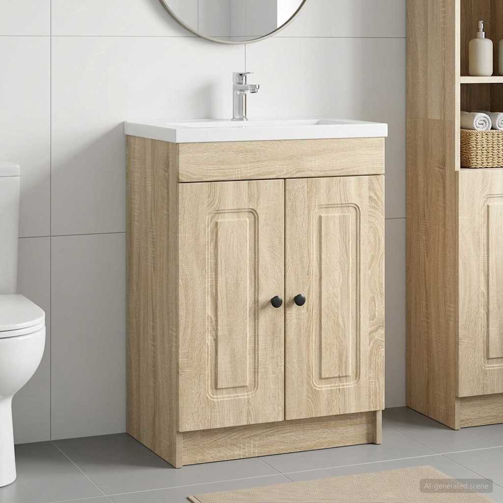 Mobiletto da bagno sotto il lavello Rovere Sonoma | homemem39