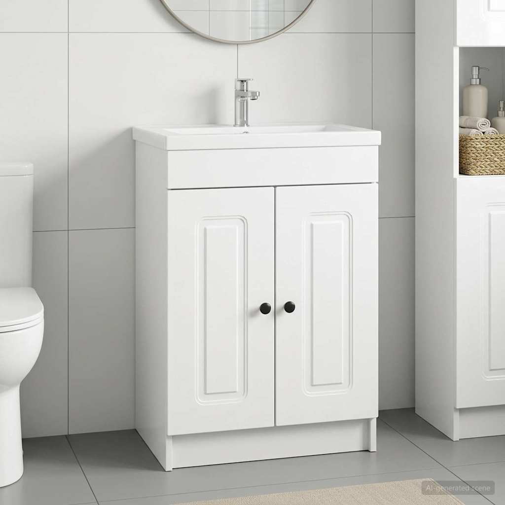 Mobiletto da bagno sotto il lavello Bianco Lucido | homemem39