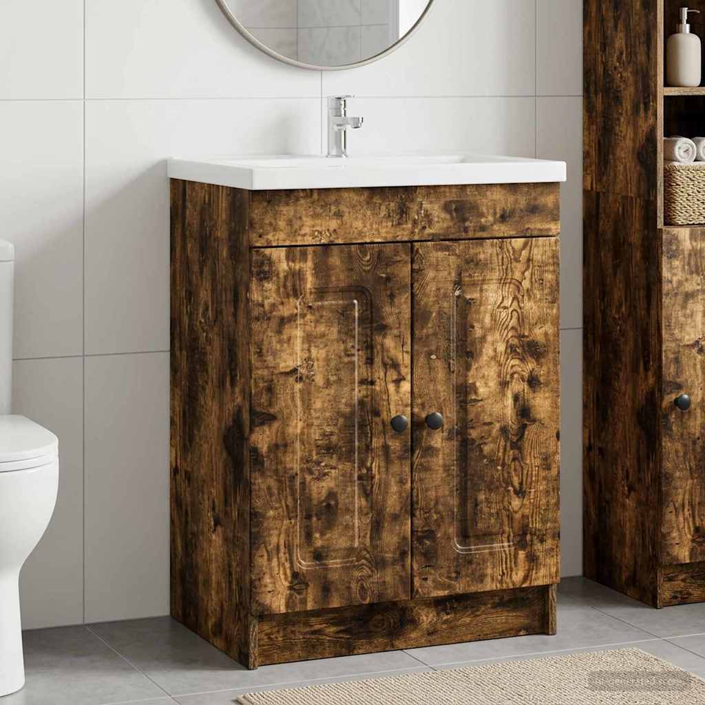 Mobiletto da bagno sotto il lavello Rovere Fumo | homemem39