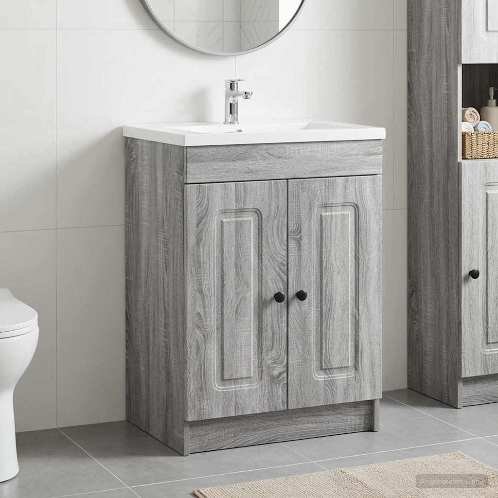 Mobiletto da bagno sotto il lavello Sonoma grigio | homemem39