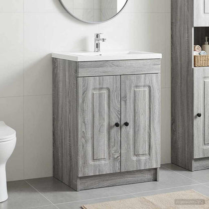 Mobiletto da bagno sotto il lavello Sonoma grigio | homemem39