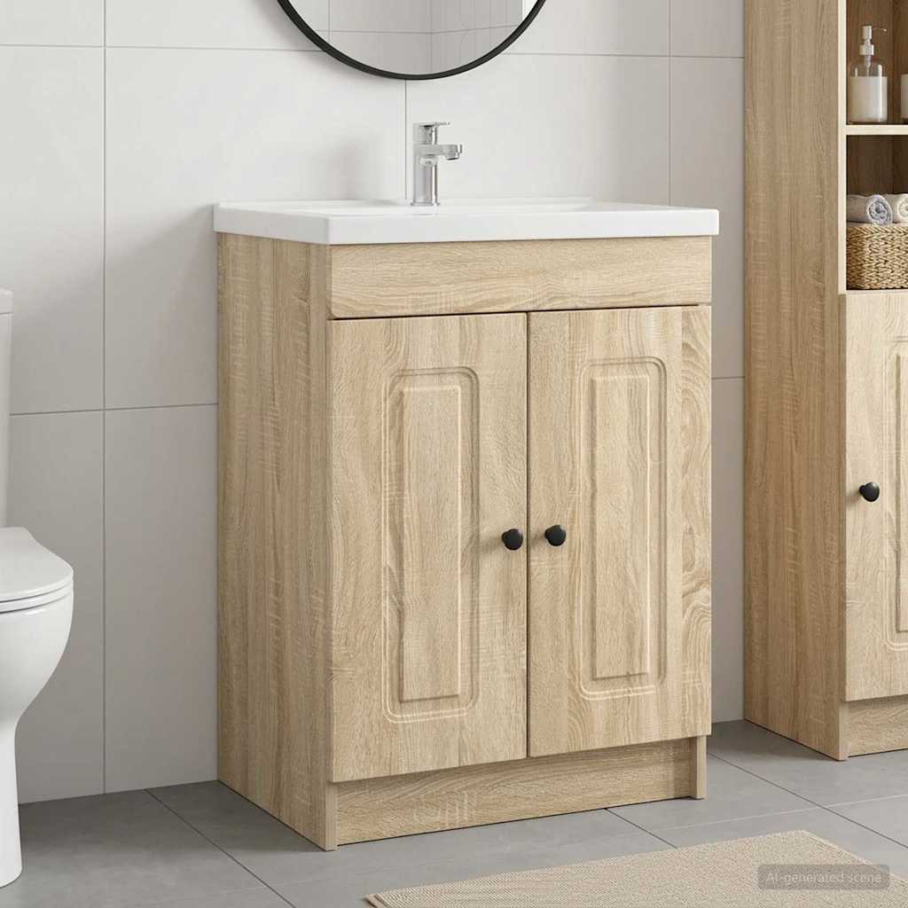 Mobiletto da bagno sotto il lavello Rovere Sonoma | homemem39