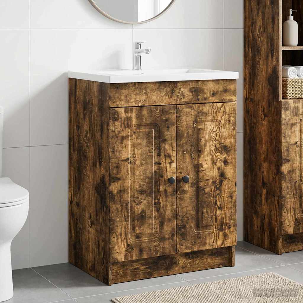 Mobiletto da bagno sotto il lavello Rovere Fumo | homemem39