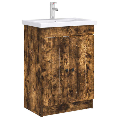 Mobiletto da bagno sotto il lavello Rovere Fumo | homemem39