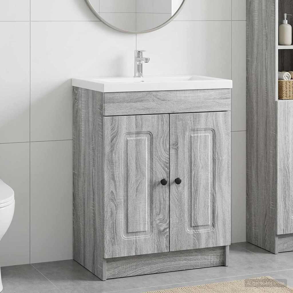 Mobiletto da bagno sotto il lavello Sonoma grigio | homemem39