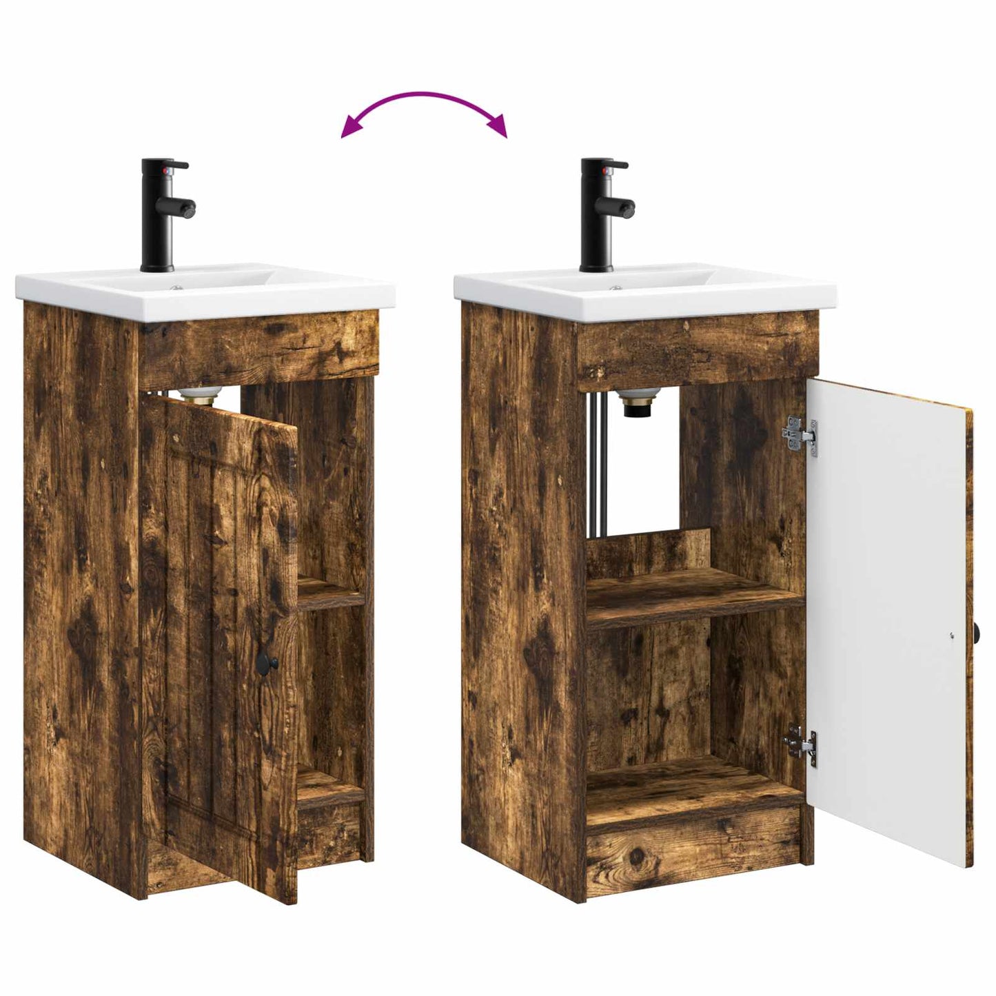 Mobile da bagno con lavabo Rovere Fumo 42 x 40 x 84,5 cm | homemem39