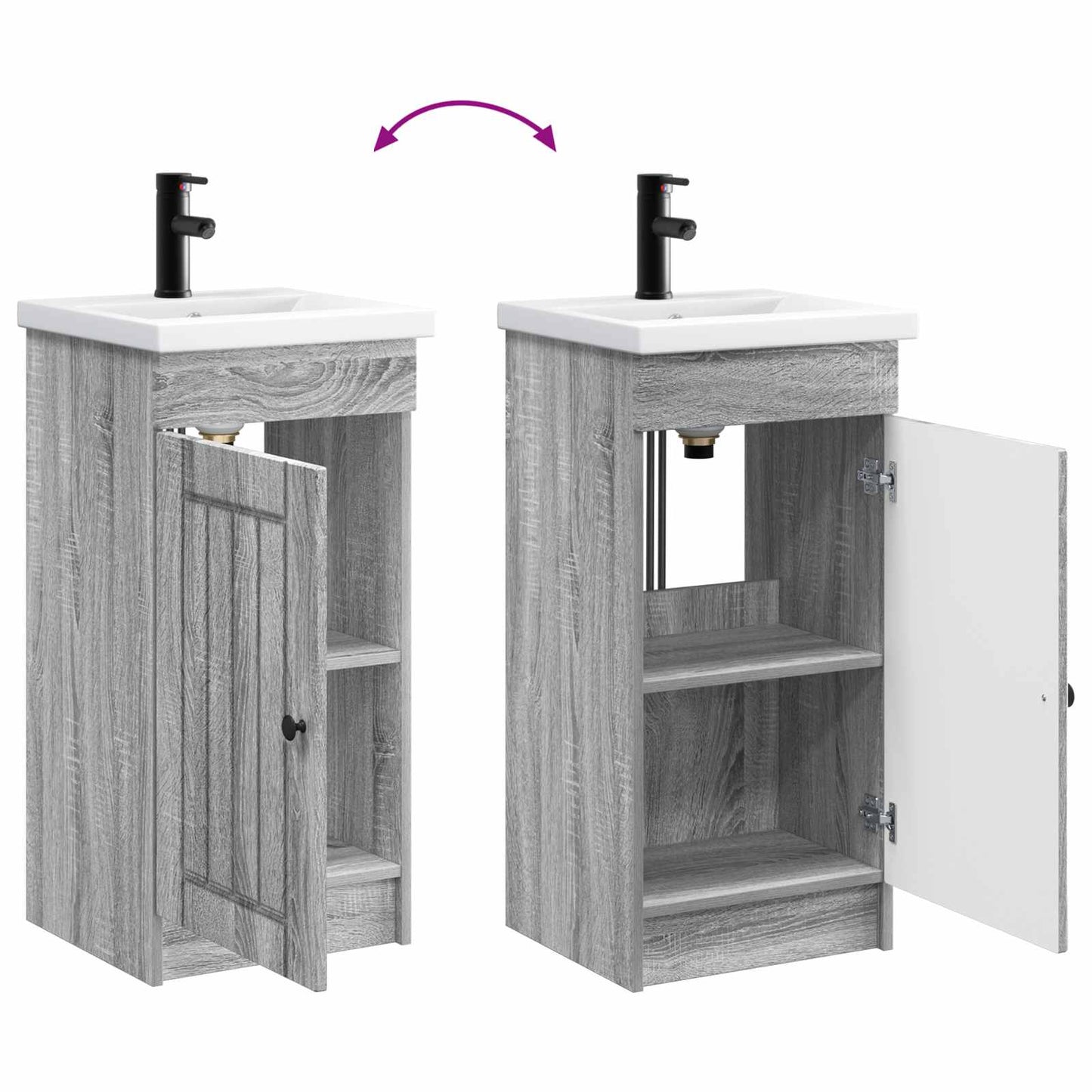 Mobile da bagno con lavabo Sonoma grigio 42 x 40 x 84,5 cm | homemem39