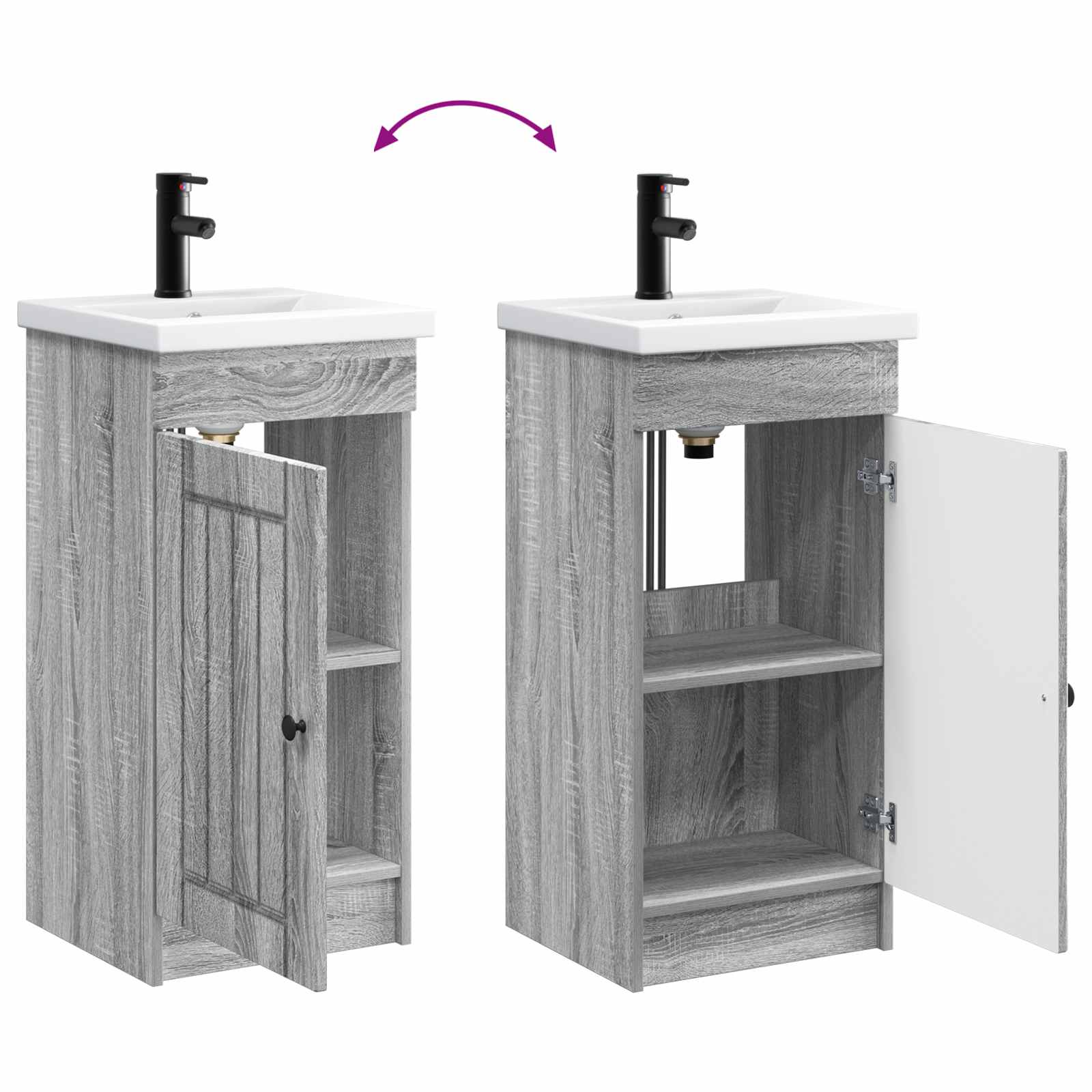 Mobile da bagno con lavabo Sonoma grigio 42 x 40 x 84,5 cm | homemem39