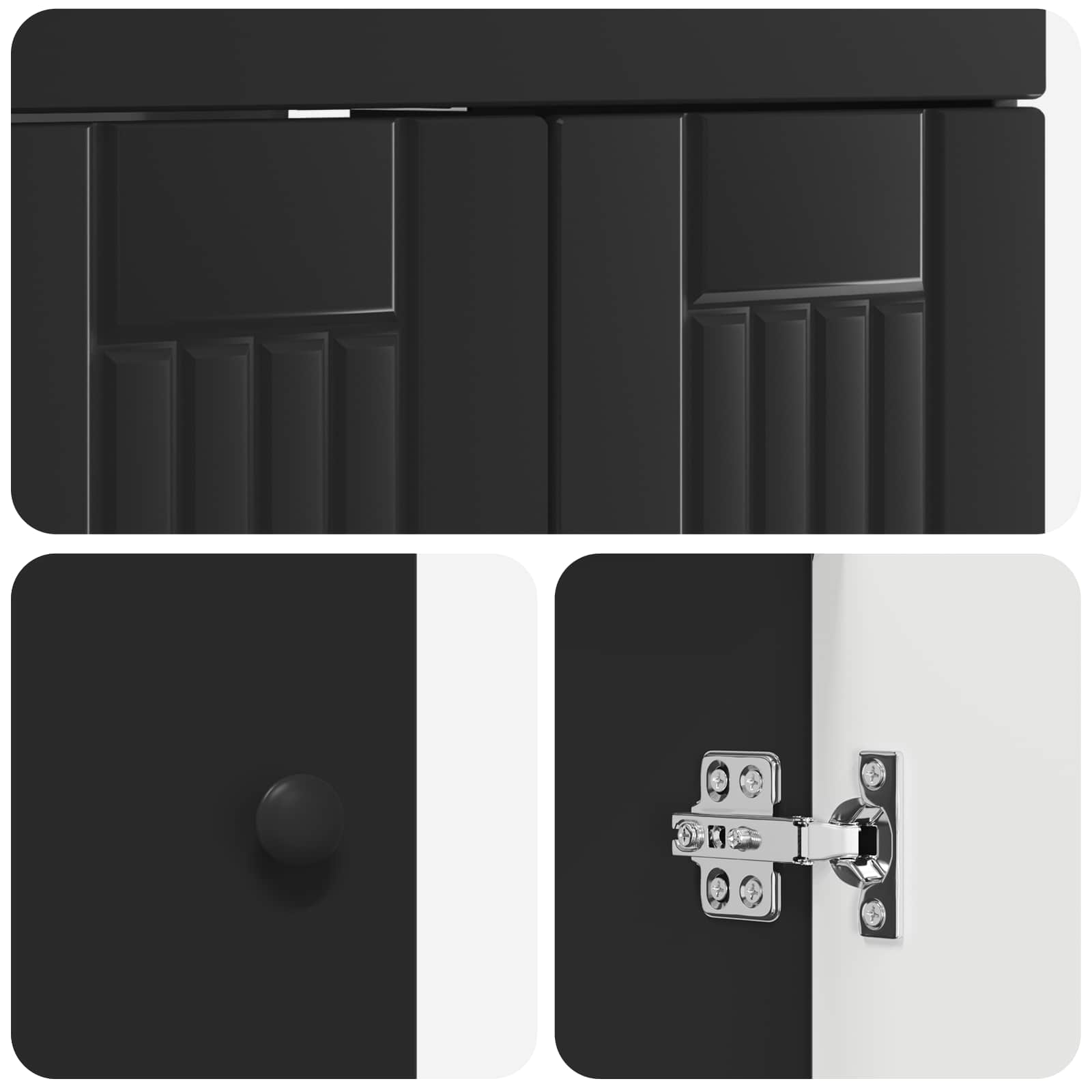 Mobiletto da bagno sotto il lavello Nero 56 x 37,5 x 81 cm | homemem39