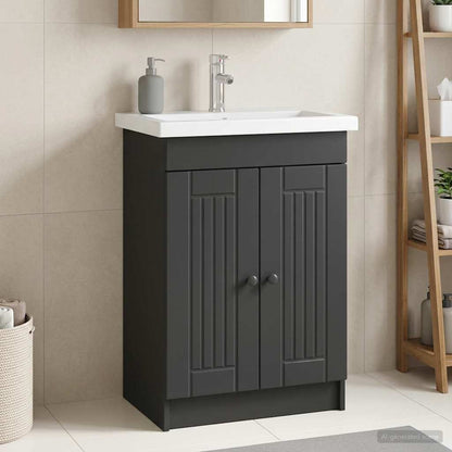 Mobiletto da bagno sotto il lavello Nero 56 x 37,5 x 81 cm | homemem39