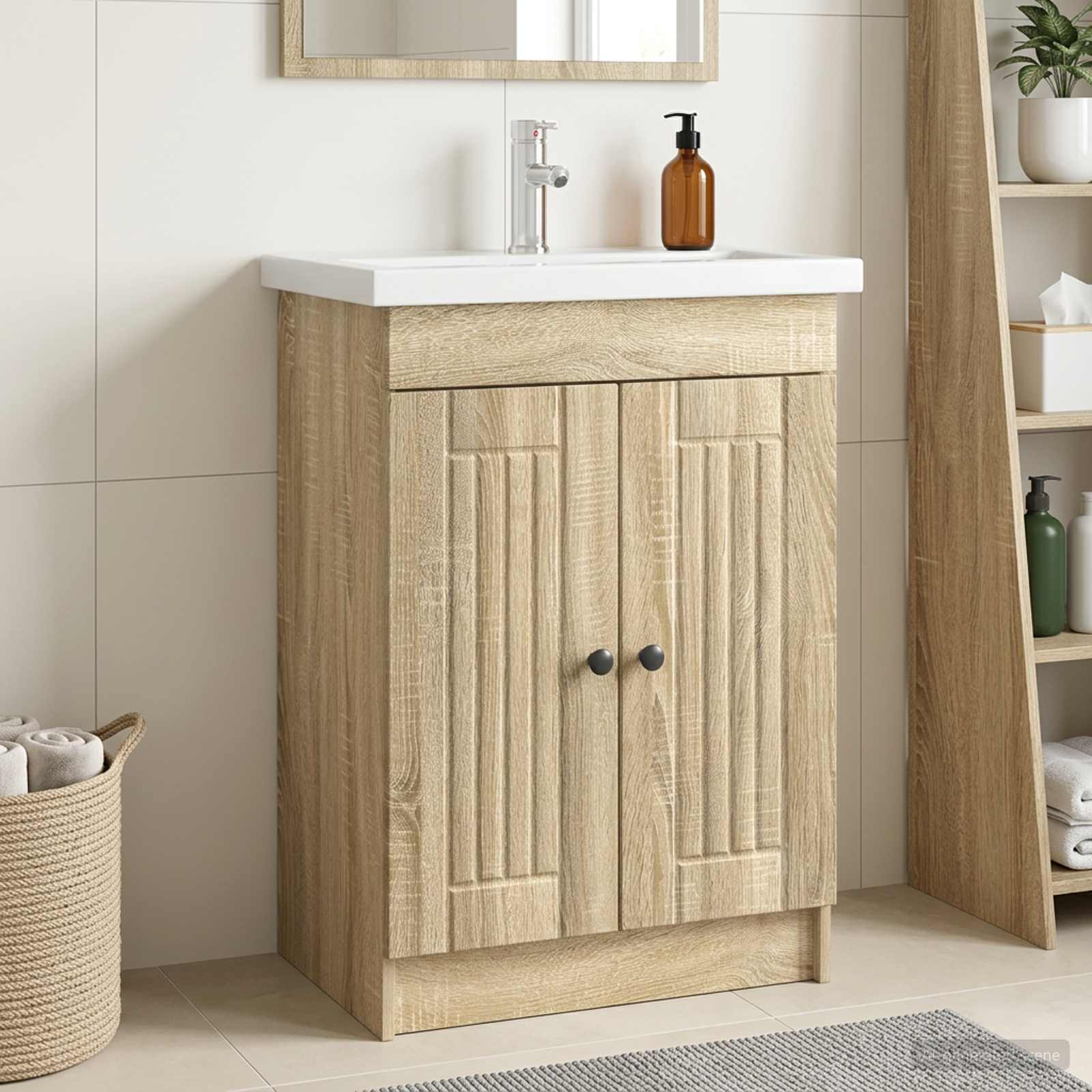 Mobiletto da bagno sotto il lavello Rovere Sonoma | homemem39