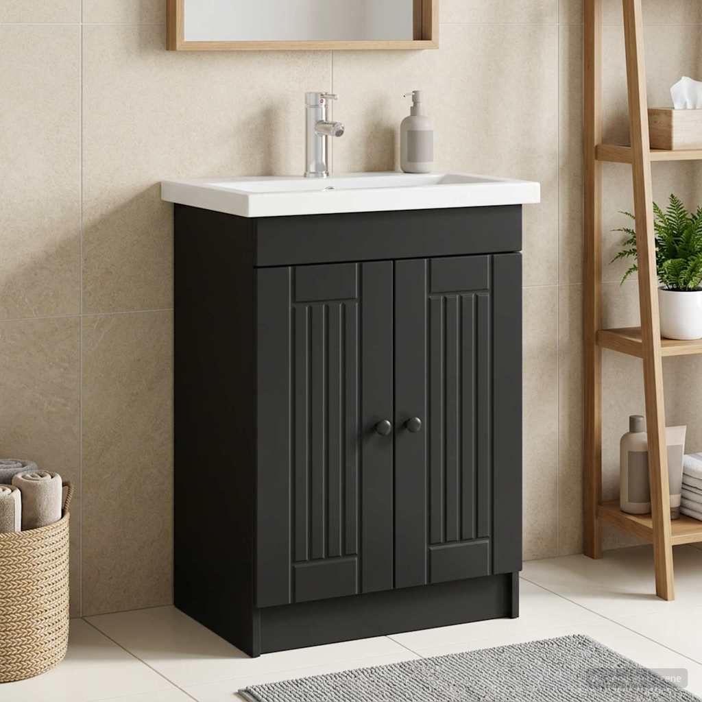 Mobiletto da bagno sotto il lavello Nero 78,5 x 37,5 x 81 cm | homemem39