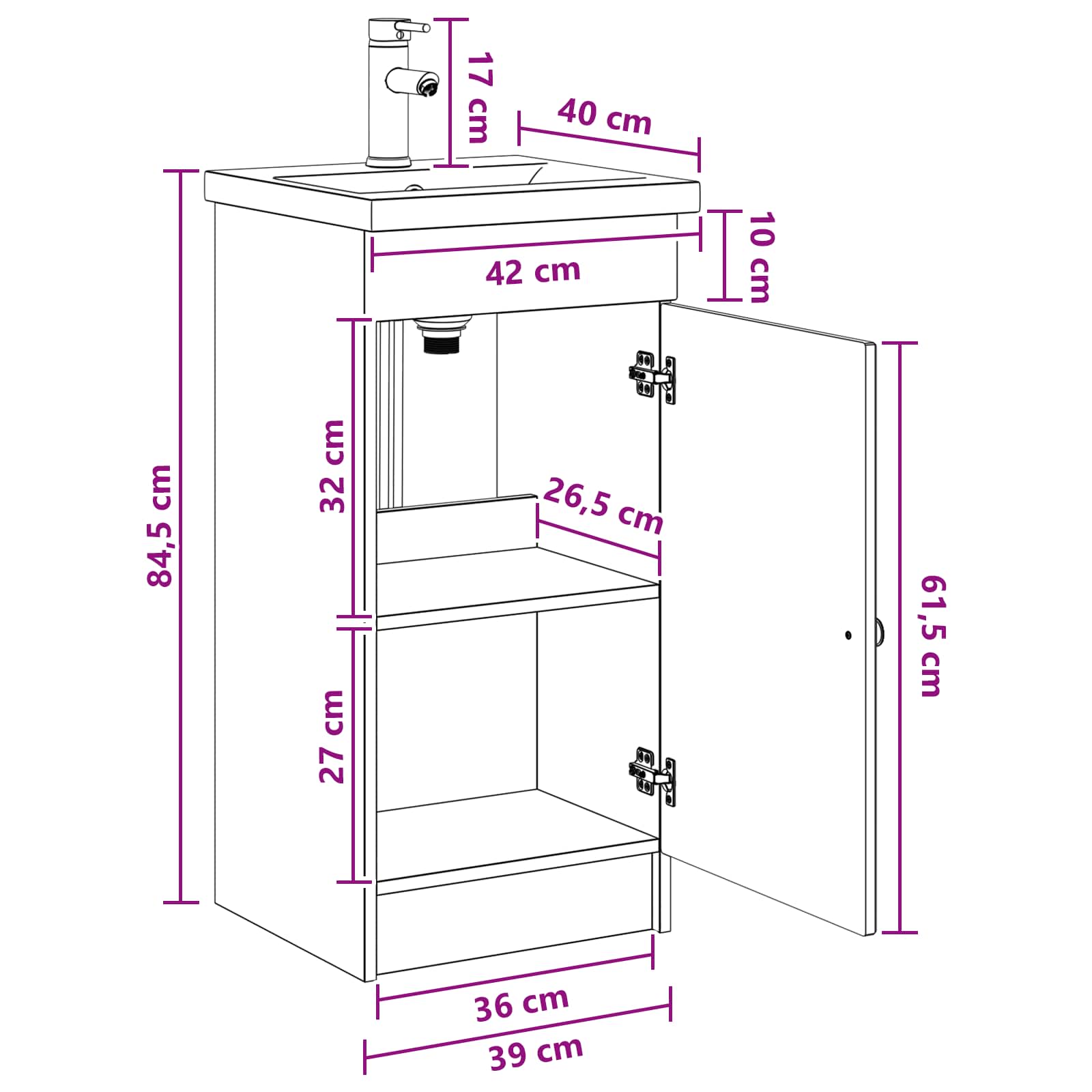 Mobile da bagno con lavabo Bianco 42 x 40 x 84,5 cm | homemem39
