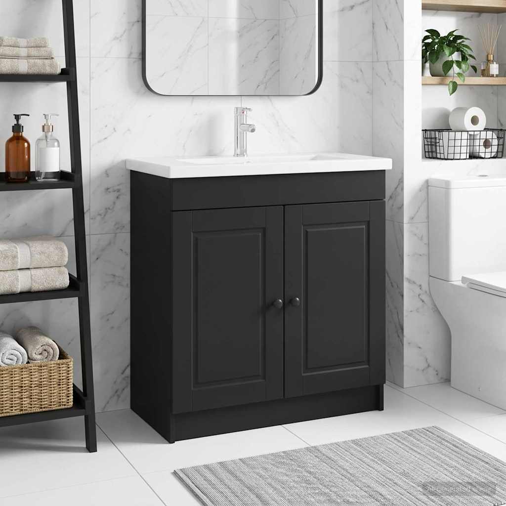 Mobiletto da bagno sotto il lavello Nero 56 x 37,5 x 81 cm | homemem39