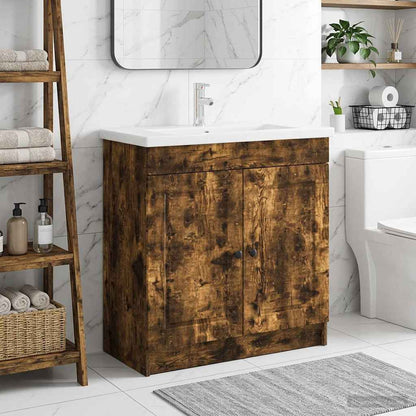 Mobiletto da bagno sotto il lavello Rovere Fumo