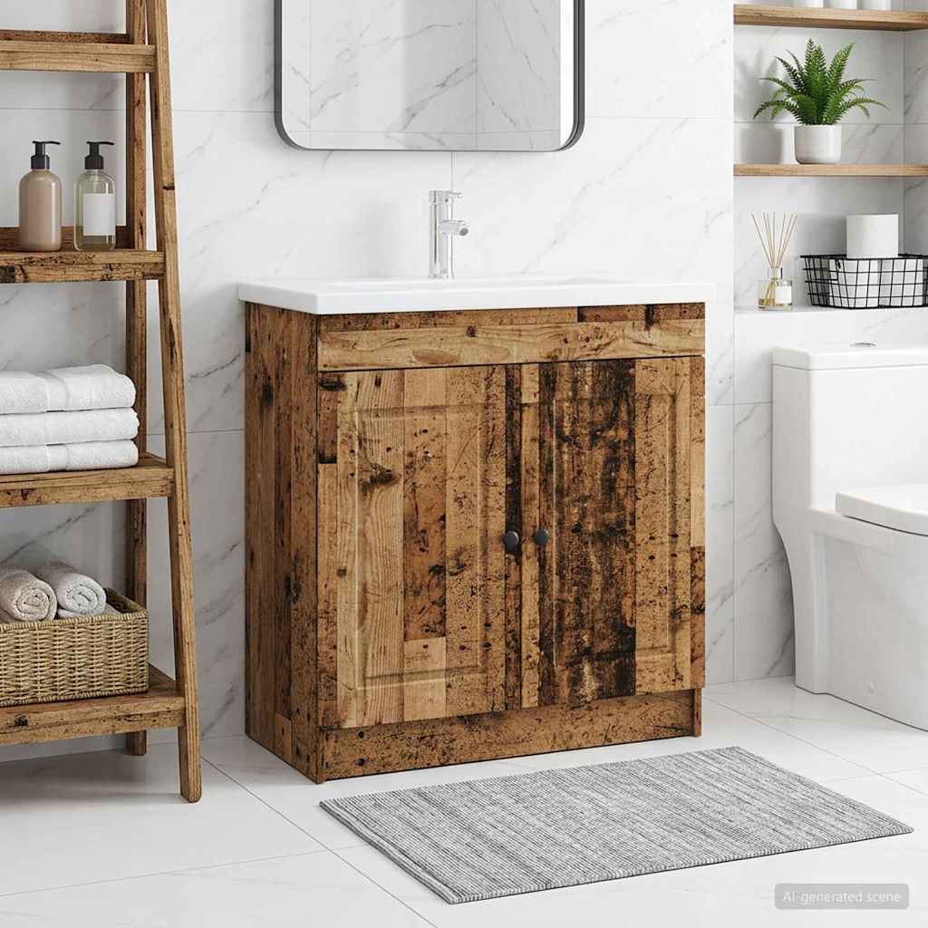 Mobiletto da bagno sotto il lavello Legno antico