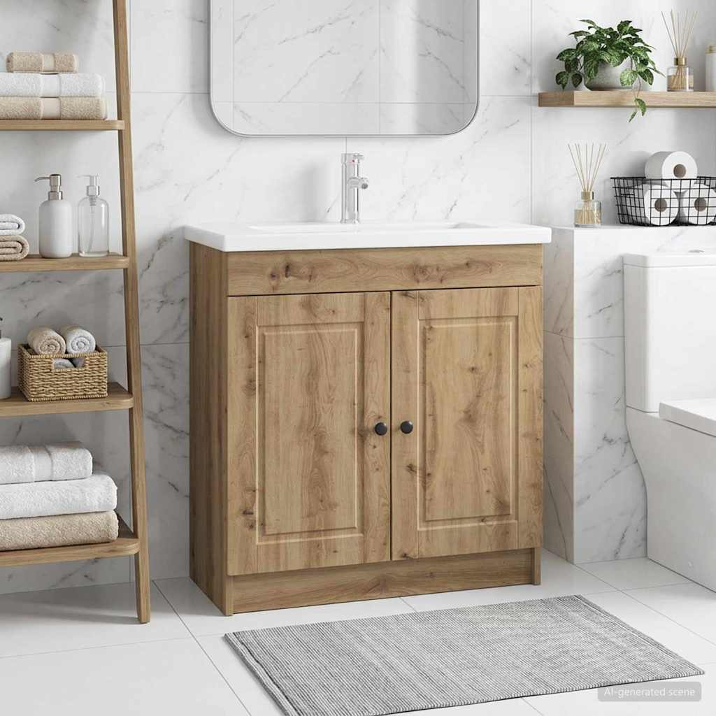 Mobiletto da bagno sotto il lavello Rovere Artigianale | homemem39