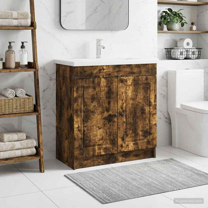 Mobiletto da bagno sotto il lavello Rovere Fumo | homemem39