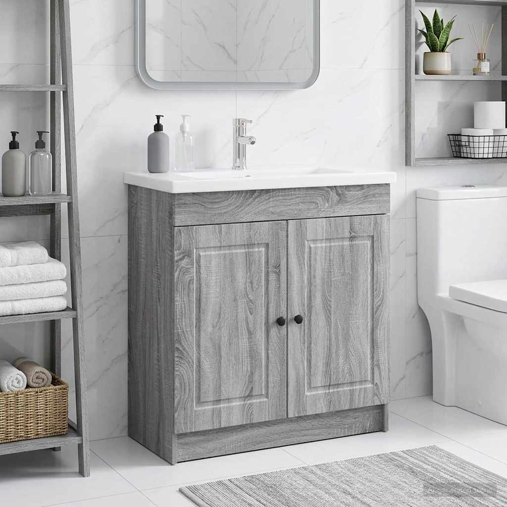 Mobiletto da bagno sotto il lavello Sonoma grigio | homemem39
