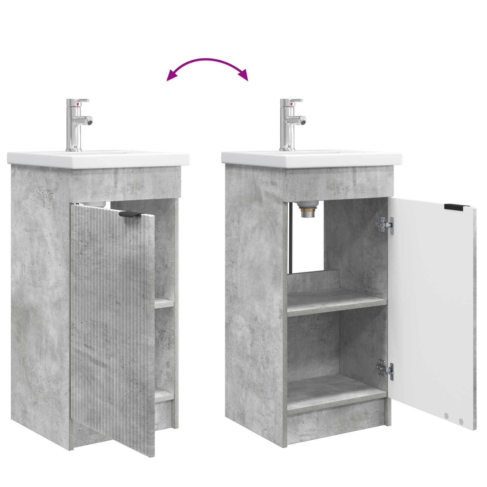 Mobile da bagno con lavabo Grigio Cemento 42 x 40 x 84,5 cm | homemem39