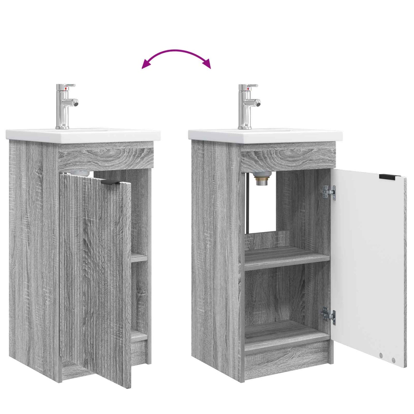 Mobile da bagno con lavabo Sonoma grigio 42 x 40 x 84,5 cm | homemem39