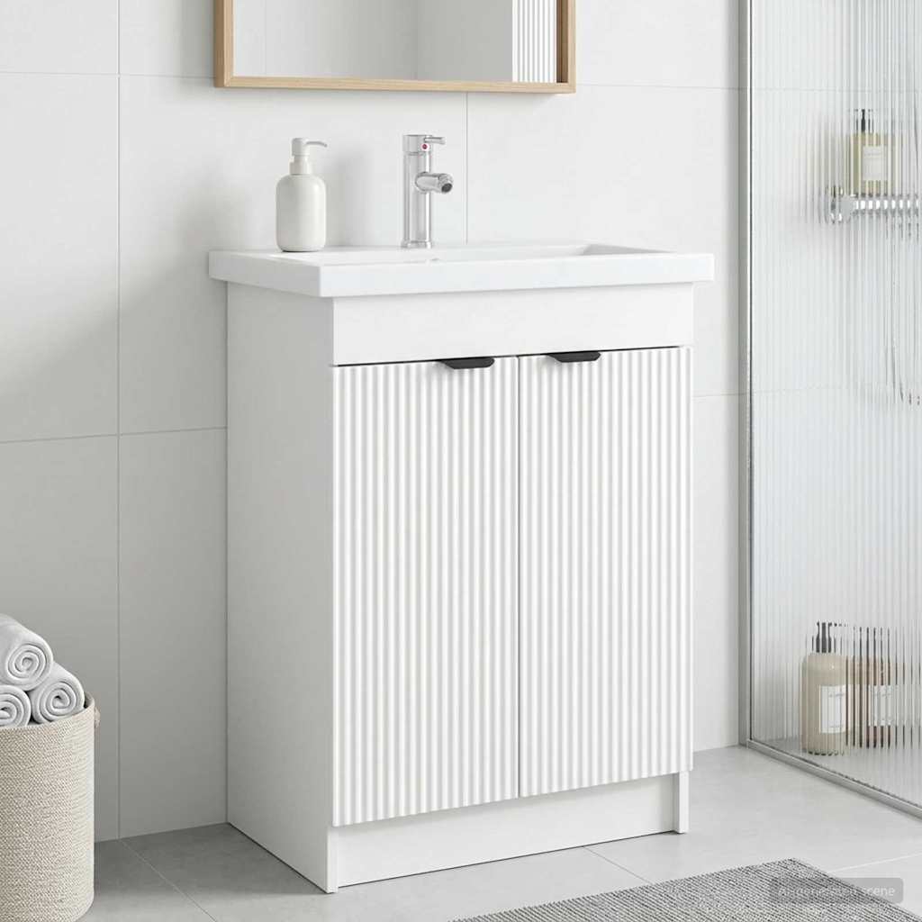 Mobiletto da bagno sotto il lavello Bianco 56 x 37,5 x 81 cm | homemem39