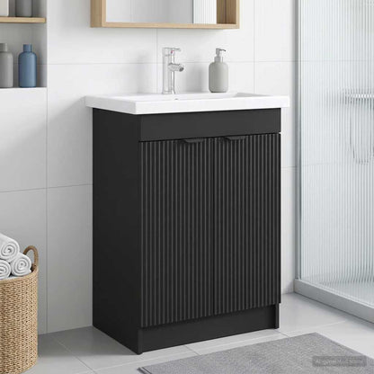 Mobiletto da bagno sotto il lavello Nero 56 x 37,5 x 81 cm | homemem39