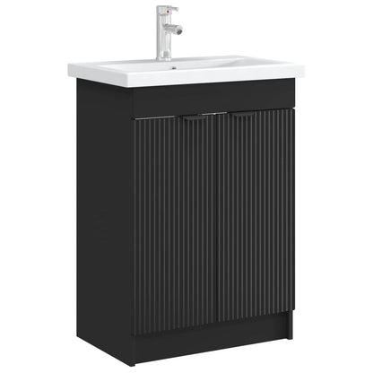 Mobiletto da bagno sotto il lavello Nero 56 x 37,5 x 81 cm | homemem39