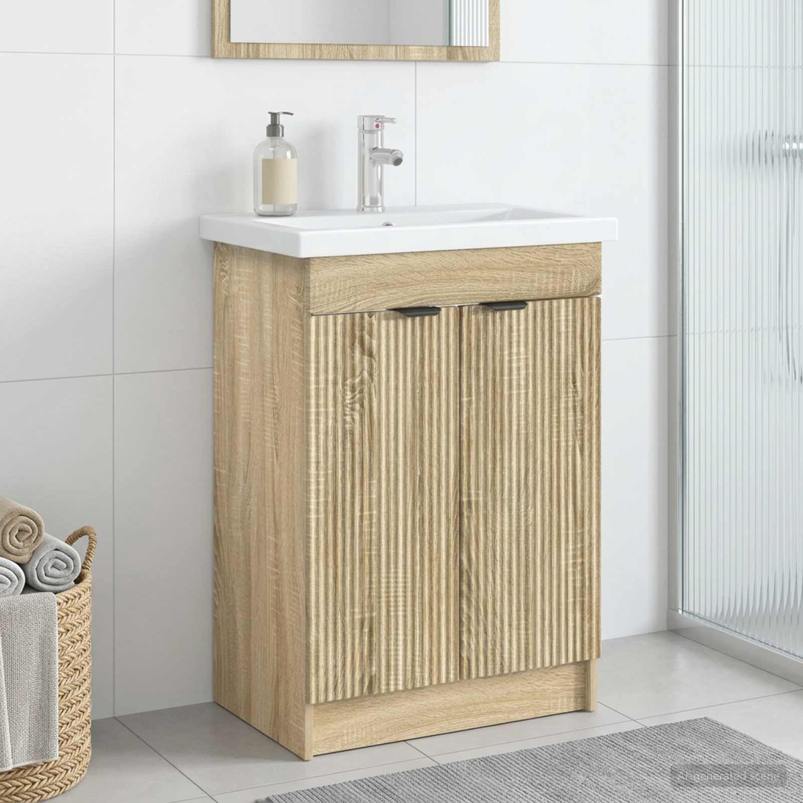 Mobiletto da bagno sotto il lavello Rovere Sonoma | homemem39