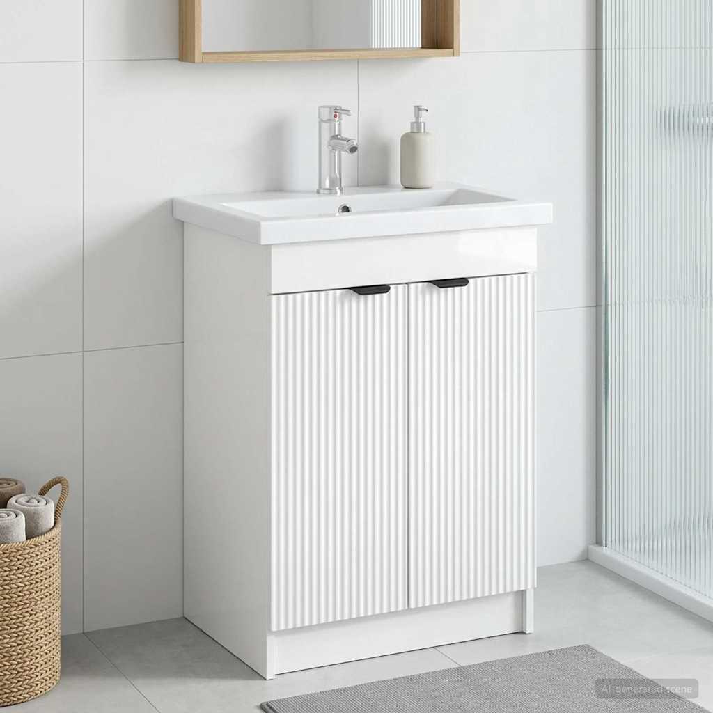 Mobiletto da bagno sotto il lavello Bianco Lucido | homemem39