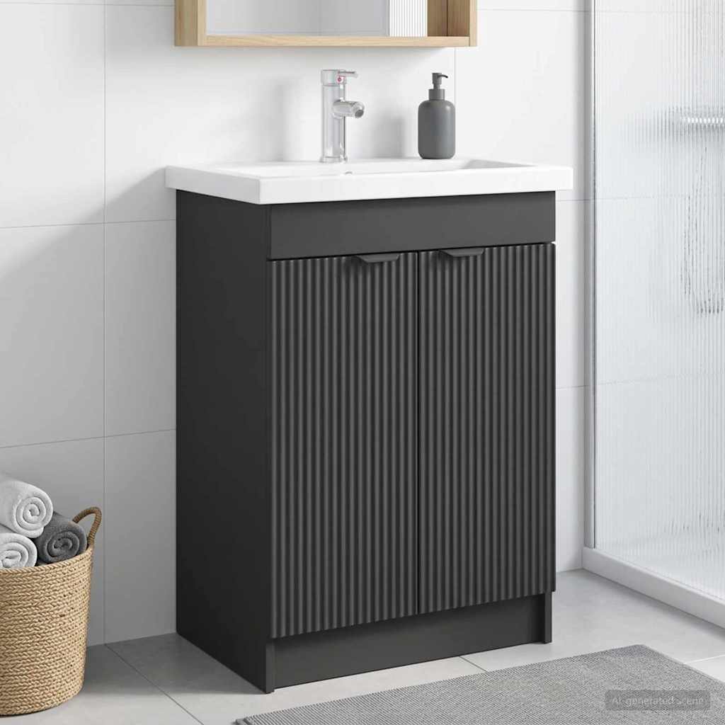 Mobiletto da bagno sotto il lavello Nero 78,5 x 37,5 x 81 cm | homemem39