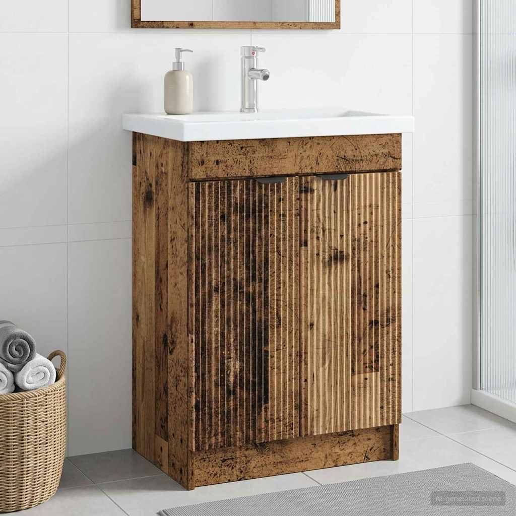 Mobiletto da bagno sotto il lavello Legno antico