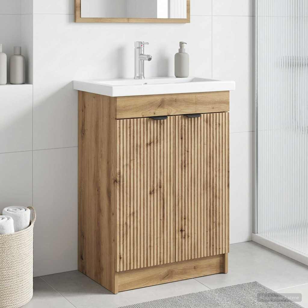 Mobiletto da bagno sotto il lavello Rovere Artigianale