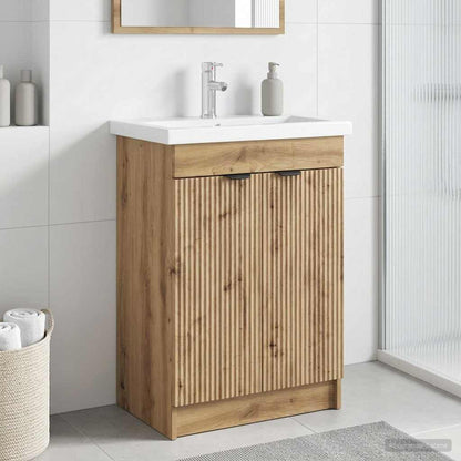 Mobiletto da bagno sotto il lavello Rovere Artigianale