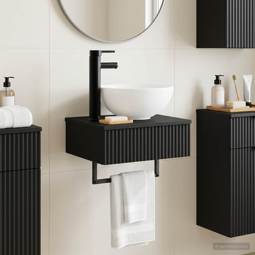Lavabo da Parete Nero 40 x 35 x 39 cm Legno ingegnerizzato | homemem39