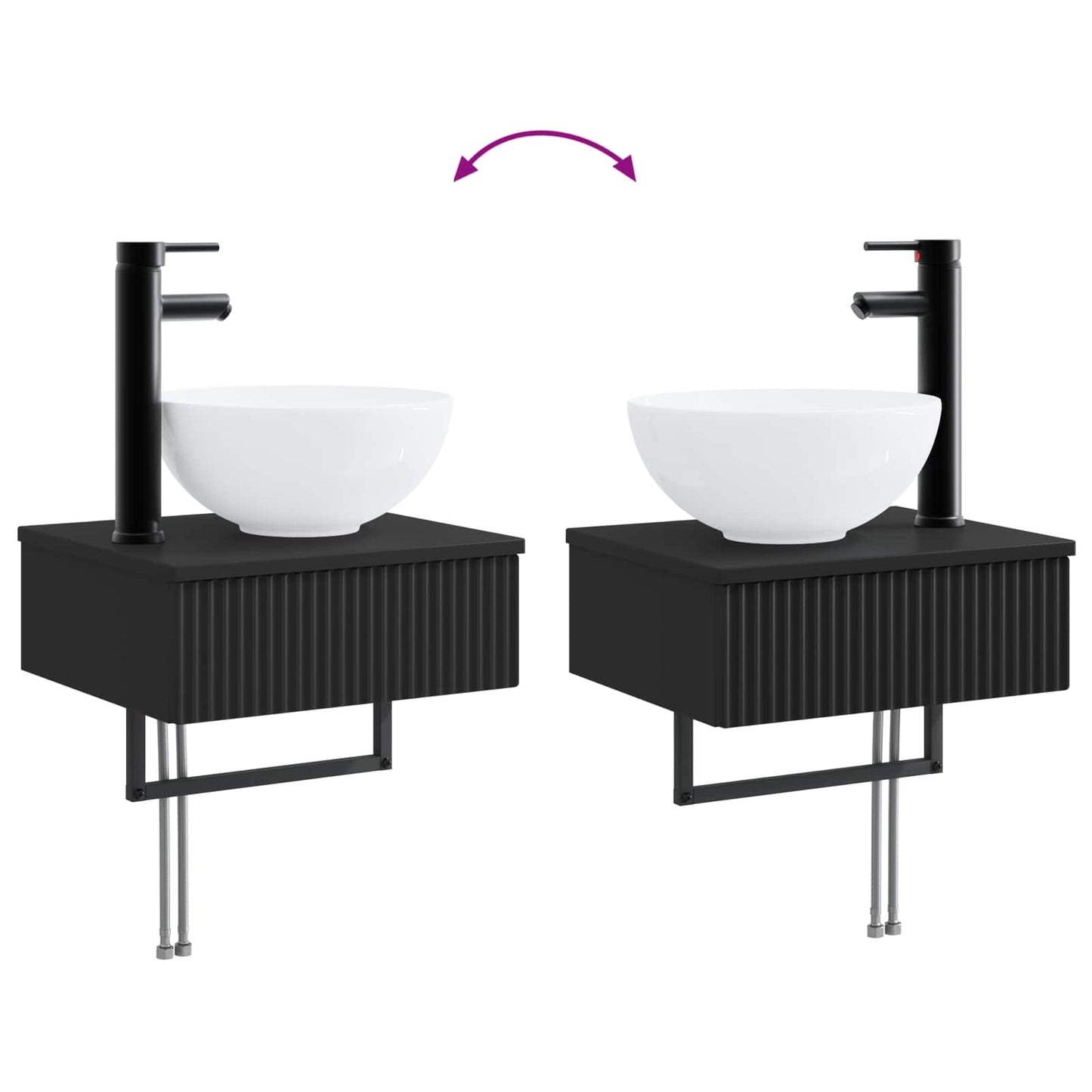 Lavabo da Parete Nero 40 x 35 x 39 cm Legno ingegnerizzato | homemem39