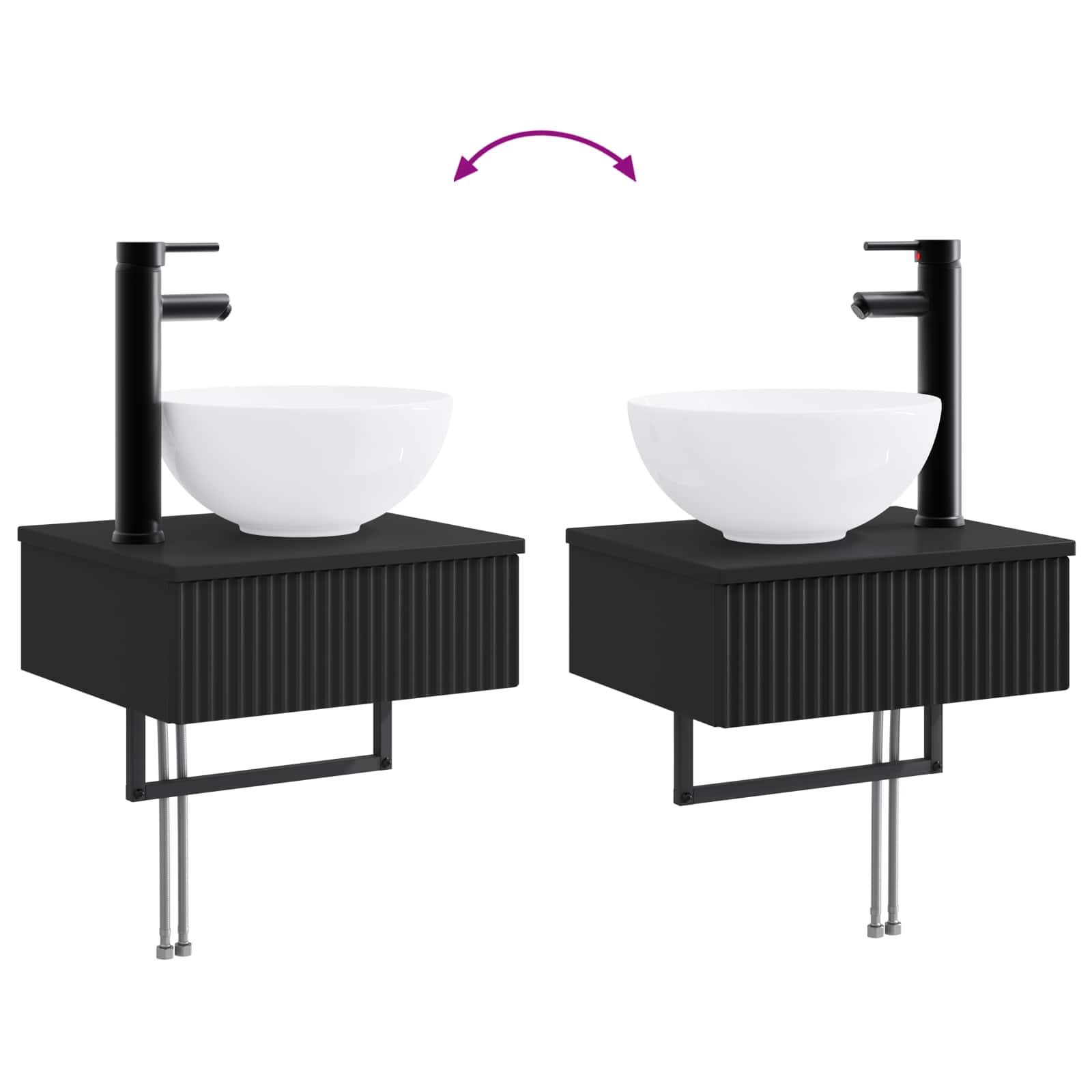 Lavabo da Parete Nero 40 x 35 x 39 cm Legno ingegnerizzato | homemem39