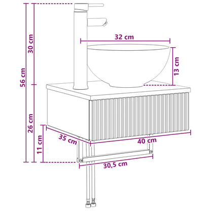 Lavabo da Parete Grigio Cemento 40 x 35 x 39 cm | homemem39