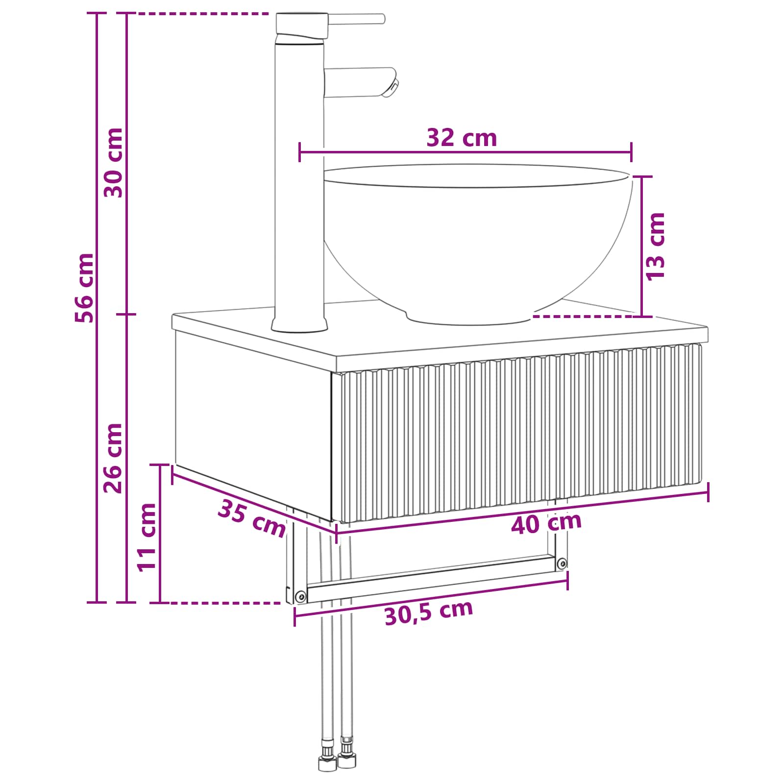 Lavabo da Parete Rovere Fumo 40 x 35 x 39 cm | homemem39