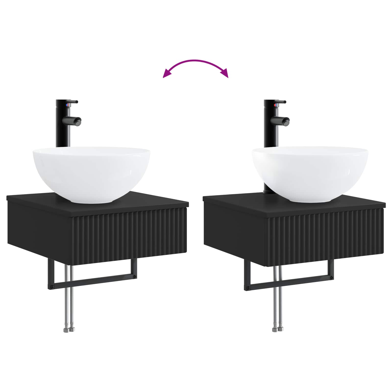 Lavabo da Parete Nero 40 x 41 x 40,5 cm Legno ingegnerizzato | homemem39