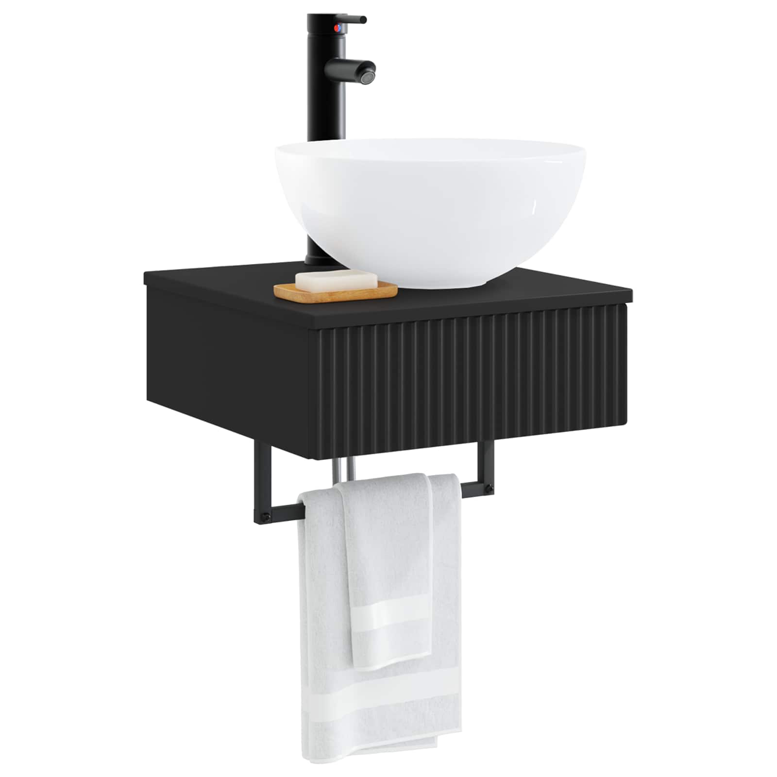 Lavabo da Parete Nero 40 x 41 x 40,5 cm Legno ingegnerizzato | homemem39