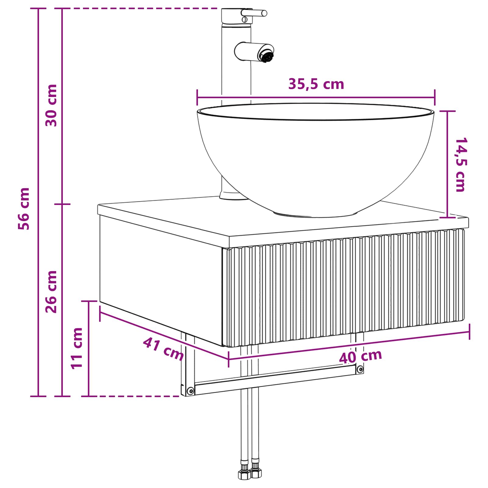 Lavabo da Parete Nero 40 x 41 x 40,5 cm Legno ingegnerizzato | homemem39