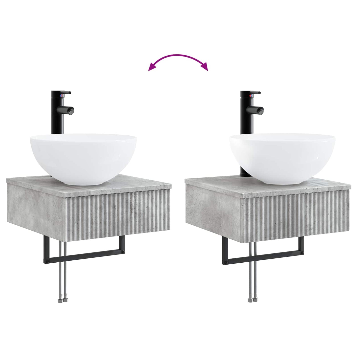 Lavabo da Parete Grigio Cemento 40 x 41 x 40,5 cm | homemem39