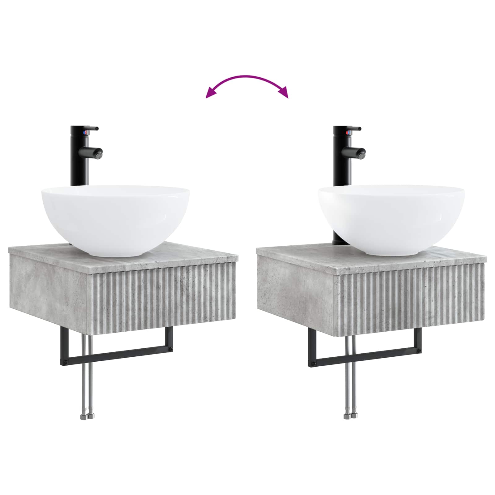 Lavabo da Parete Grigio Cemento 40 x 41 x 40,5 cm | homemem39